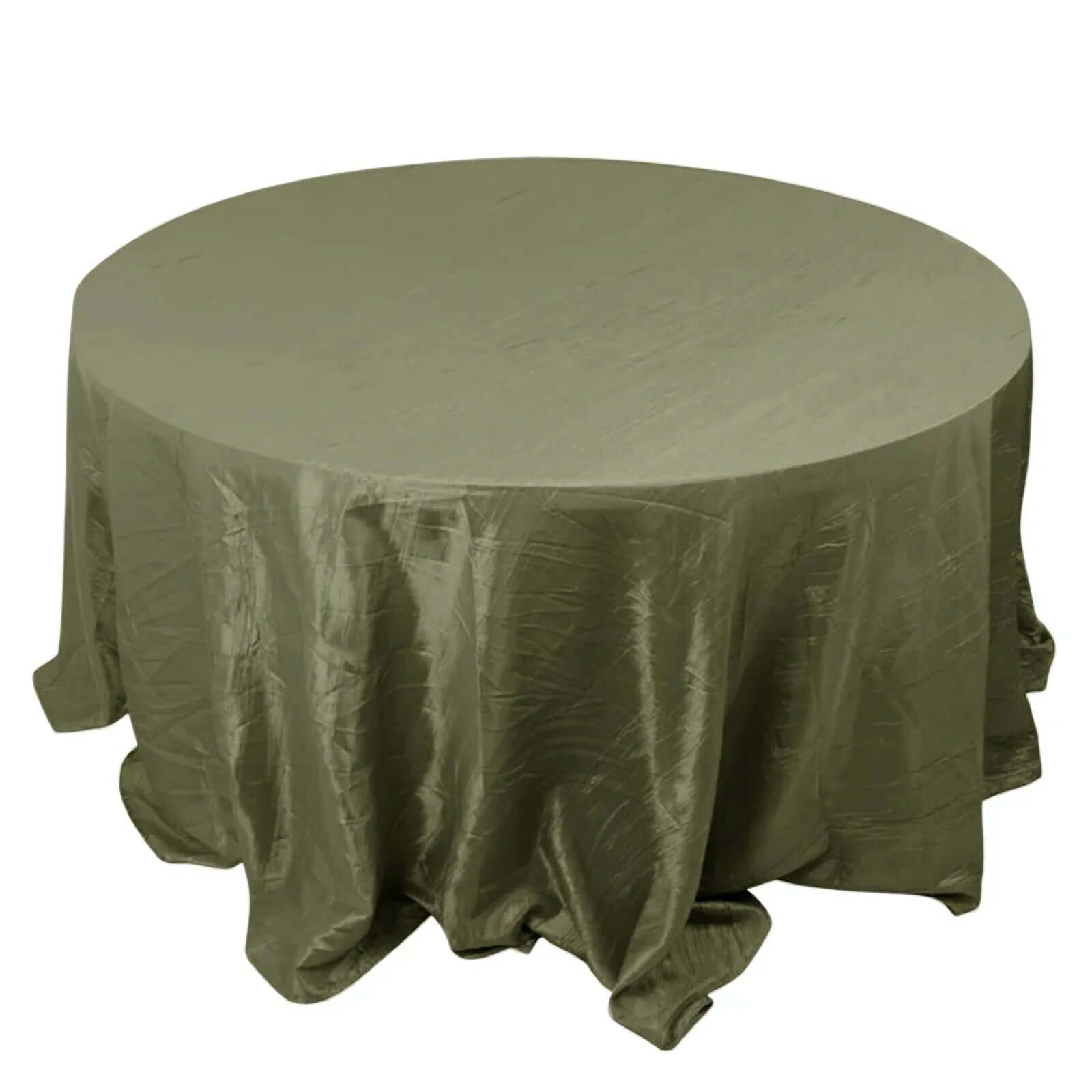 Taffeta 132" Round Tablecloth Dusty Sage Green - Seamless Accordion Crinkle Table Cover - Bell Racket Store