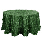 Taffeta 132" Round Tablecloth Green | 3D Leaf Petal Design Seamless Table Cover