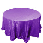 Taffeta 132" Round Tablecloth Purple - Seamless Accordion Crinkle Table Cover