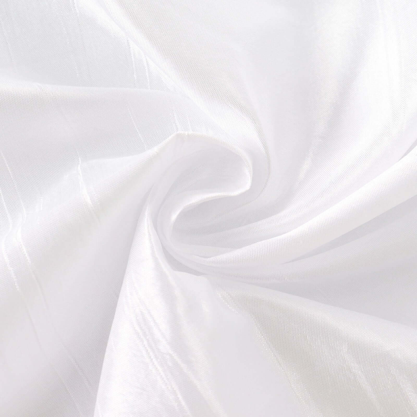 Taffeta 132" Round Tablecloth White - Seamless Accordion Crinkle Design for Exquisite Occasions - Bell Racket Store