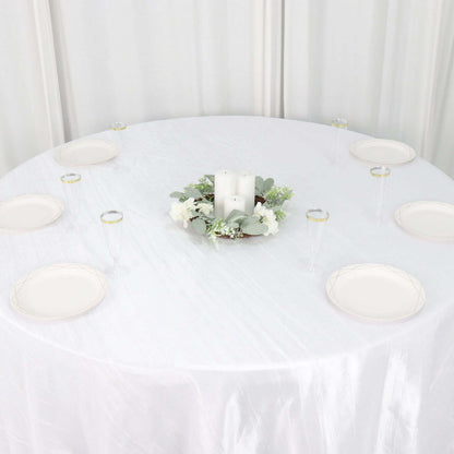 Taffeta 132" Round Tablecloth White - Seamless Accordion Crinkle Design for Exquisite Occasions - Bell Racket Store