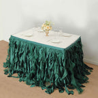Taffeta 14ft Table Skirt Hunter Emerald Green - Cascading Curly Willow Style Table Cover - Bell Racket Store