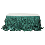 Taffeta 14ft Table Skirt Hunter Emerald Green - Cascading Curly Willow Style Table Cover - Bell Racket Store
