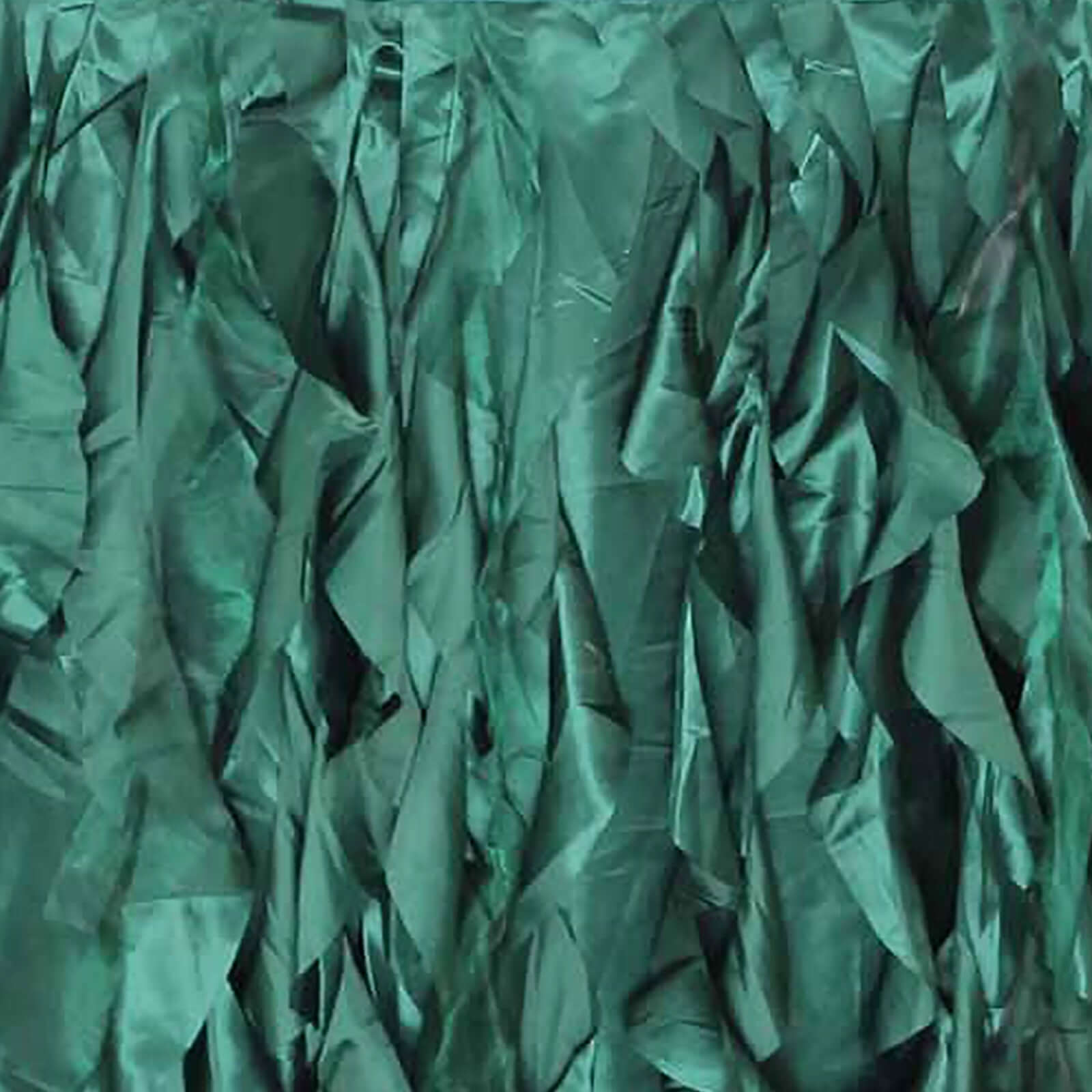 Taffeta 14ft Table Skirt Hunter Emerald Green - Cascading Curly Willow Style Table Cover - Bell Racket Store