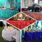 Taffeta 14ft Table Skirt Hunter Emerald Green - Cascading Curly Willow Style Table Cover - Bell Racket Store