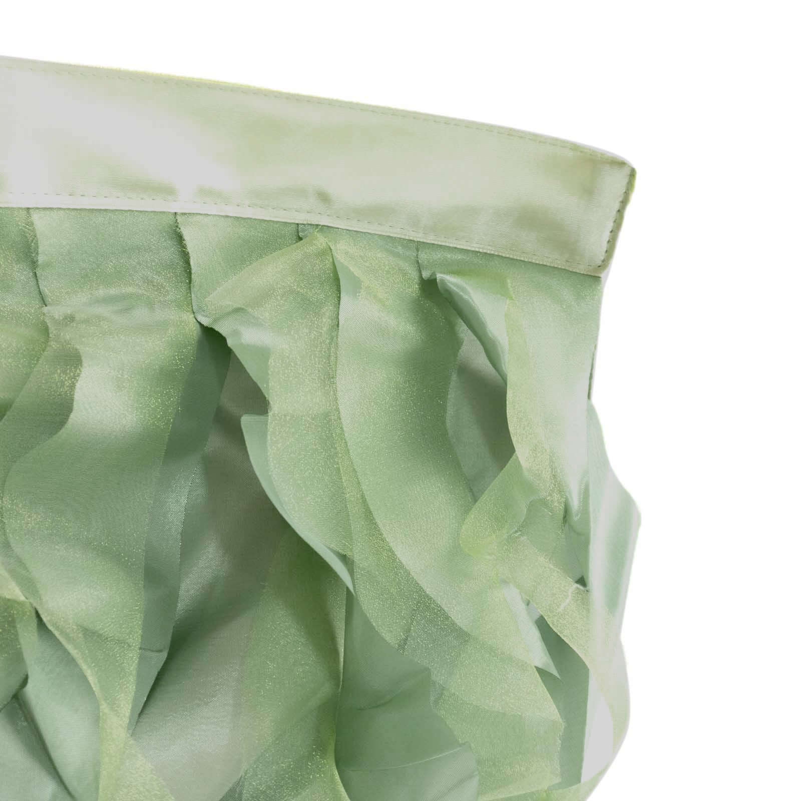 Taffeta 14ft Table Skirt Sage Green - Cascading Curly Willow Style Table Cover - Bell Racket Store