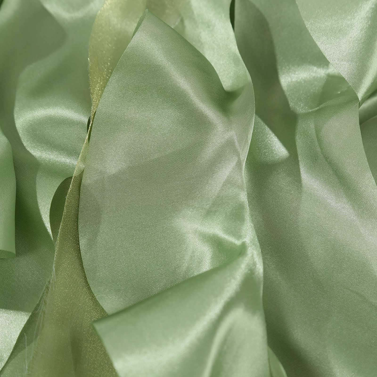 Taffeta 14ft Table Skirt Sage Green - Cascading Curly Willow Style Table Cover - Bell Racket Store