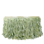 Taffeta 14ft Table Skirt Sage Green - Cascading Curly Willow Style Table Cover - Bell Racket Store