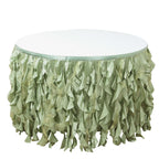 Taffeta 14ft Table Skirt Sage Green - Cascading Curly Willow Style Table Cover - Bell Racket Store