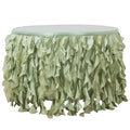 Taffeta 14ft Table Skirt Sage Green - Cascading Curly Willow Style Table Cover - Bell Racket Store