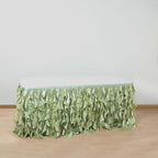 Taffeta 14ft Table Skirt Sage Green - Cascading Curly Willow Style Table Cover - Bell Racket Store