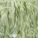 Taffeta 14ft Table Skirt Sage Green - Cascading Curly Willow Style Table Cover - Bell Racket Store