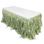 Taffeta 14ft Table Skirt Sage Green - Cascading Curly Willow Style Table Cover - Bell Racket Store