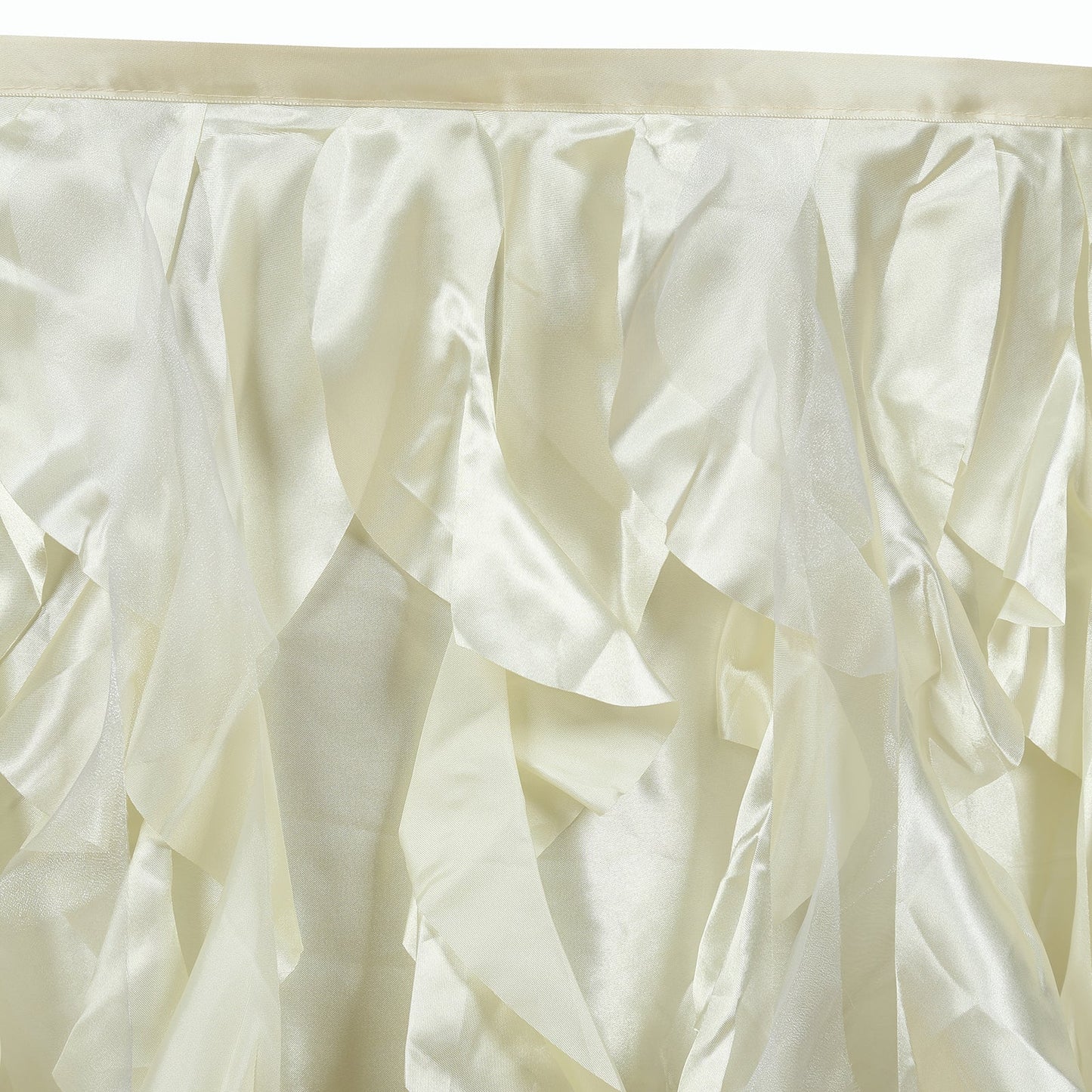 Taffeta 17ft Table Skirt Ivory - Cascading Curly Willow Style Table Cover - NestOCart