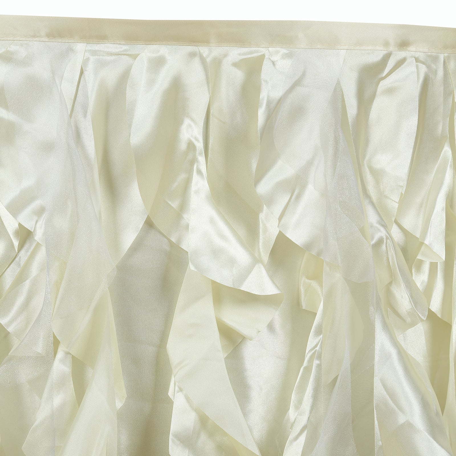 Taffeta 17ft Table Skirt Ivory - Cascading Curly Willow Style Table Cover - NestOCart
