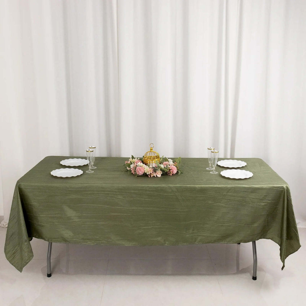 Taffeta 60"x102" Rectangle Tablecloth Dusty Sage Green - Accordion Crinkle Table Cover - Bell Racket Store