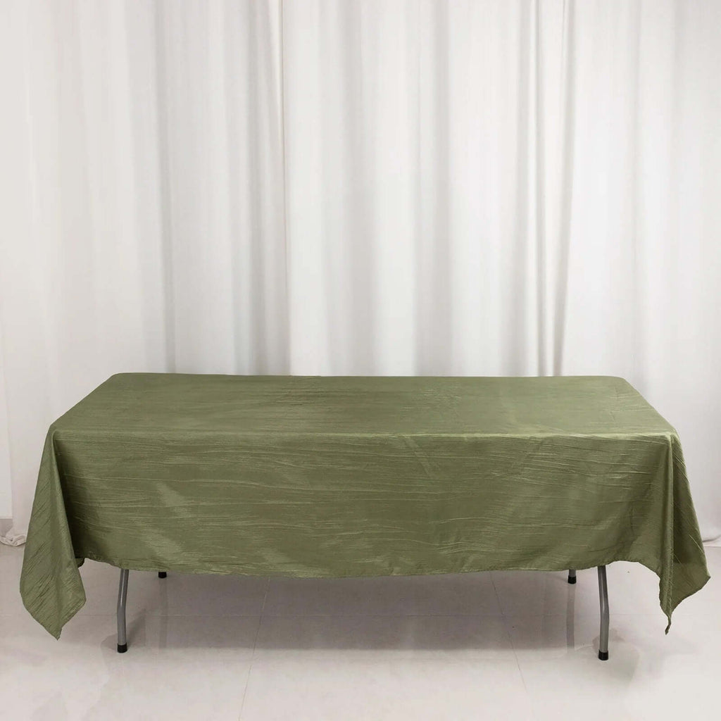 Taffeta 60"x102" Rectangle Tablecloth Dusty Sage Green - Accordion Crinkle Table Cover - Bell Racket Store