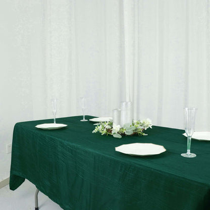 Taffeta 60"x102" Rectangle Tablecloth Hunter Emerald Green - Accordion Crinkle Table Cover - Bell Racket Store