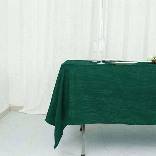 Taffeta 60"x102" Rectangle Tablecloth Hunter Emerald Green - Accordion Crinkle Table Cover - Bell Racket Store