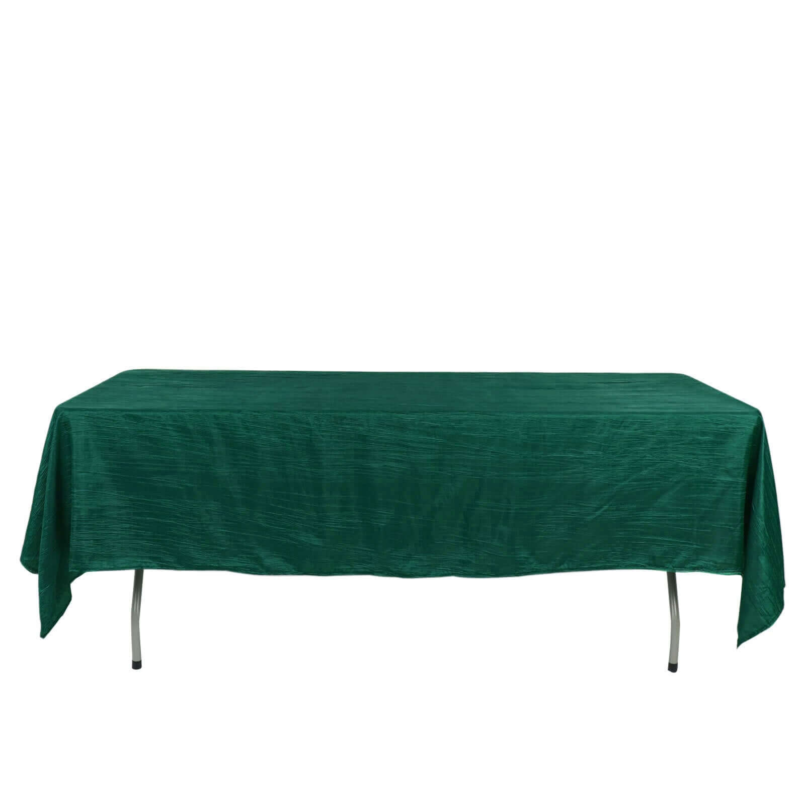Taffeta 60"x102" Rectangle Tablecloth Hunter Emerald Green - Accordion Crinkle Table Cover - Bell Racket Store