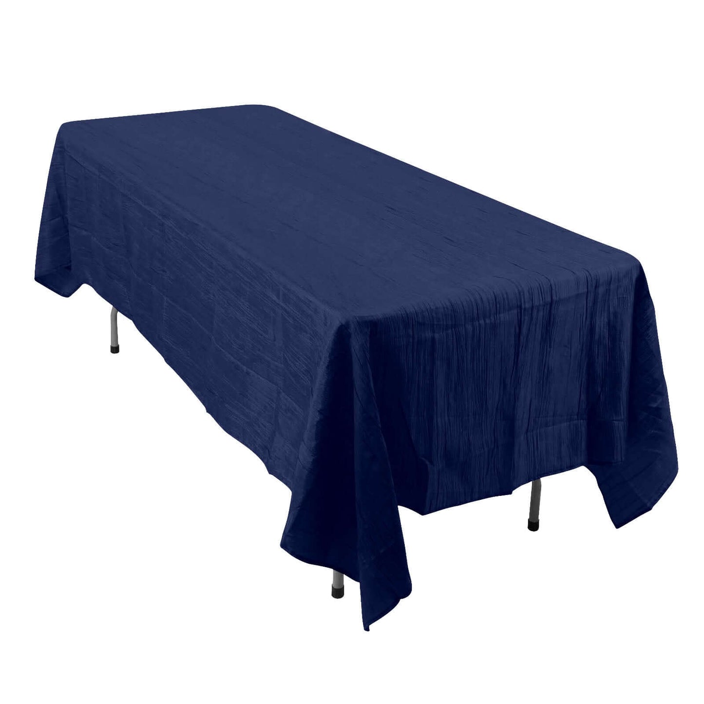 Taffeta 60"x102" Rectangle Tablecloth Navy Blue - Accordion Crinkle Table Cover