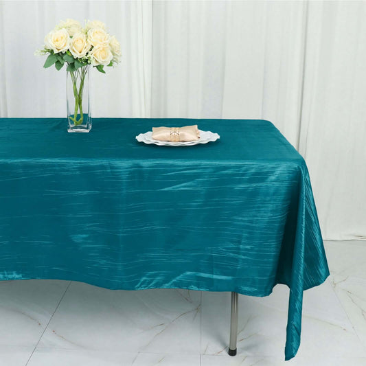 Taffeta 60"x102" Rectangle Tablecloth Teal - Accordion Crinkle Table Cover - Bell Racket Store
