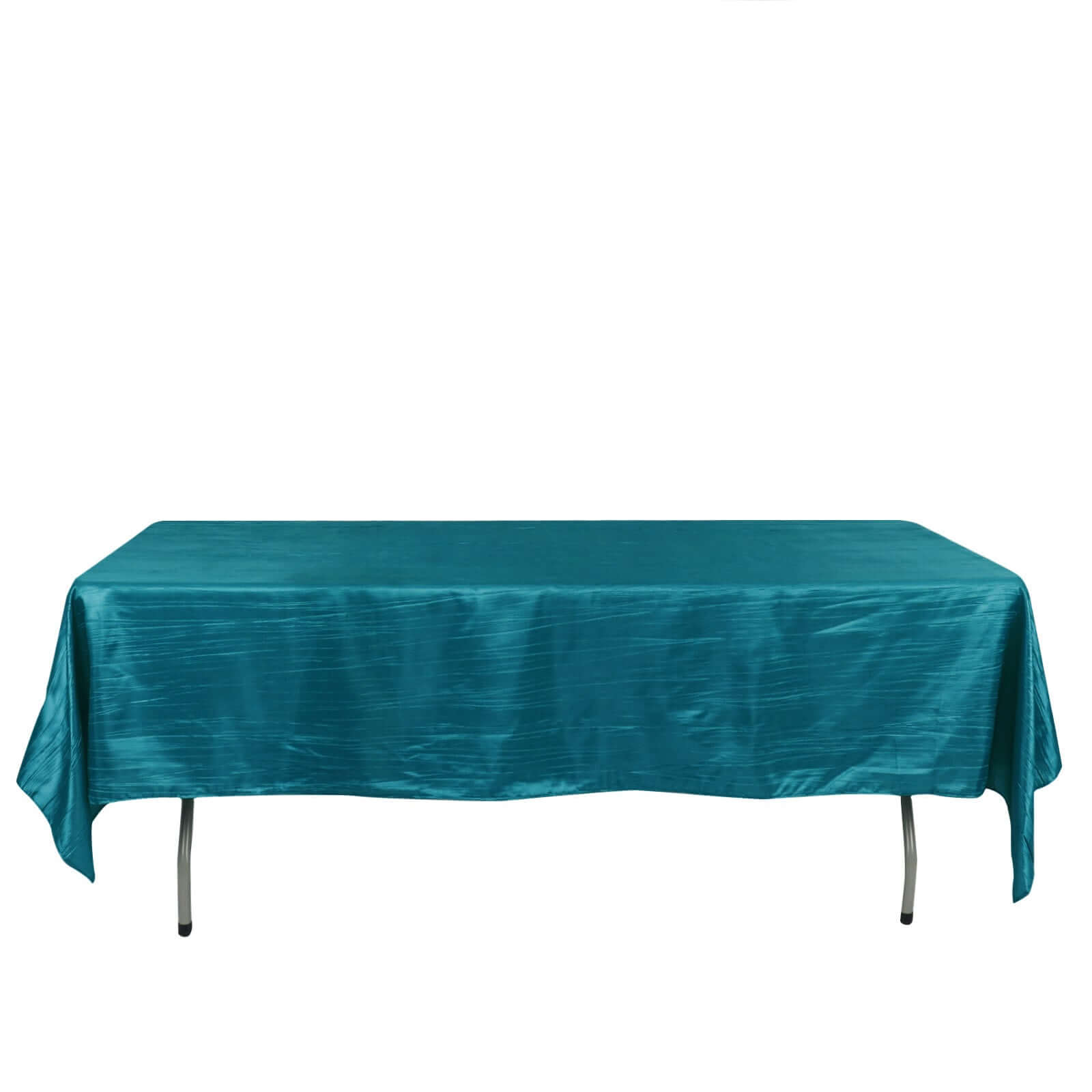 Taffeta 60"x102" Rectangle Tablecloth Teal - Accordion Crinkle Table Cover - Bell Racket Store
