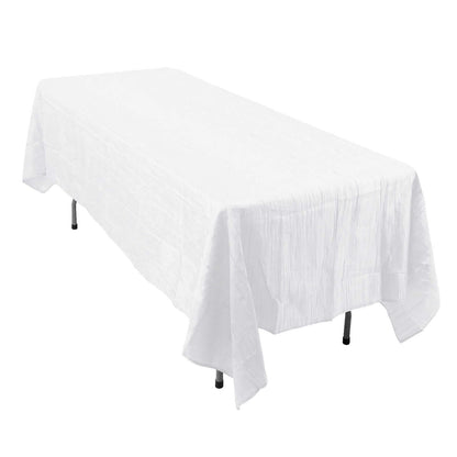 Taffeta 60"x102" Rectangle Tablecloth White - Accordion Crinkle Design for Modern Gatherings