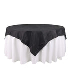 Taffeta 72"x72" Table Overlay Square Tablecloth Black - Accordion Crinkle Table Cover - Bell Racket Store
