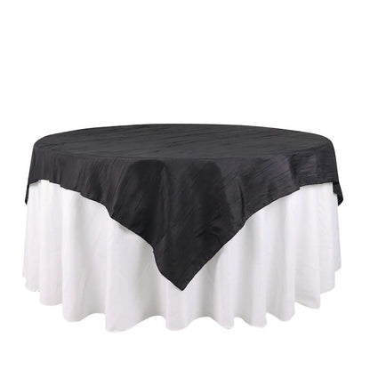 Taffeta 72"x72" Table Overlay Square Tablecloth Black - Accordion Crinkle Table Cover - Bell Racket Store