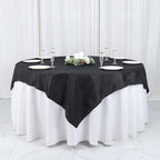 Taffeta 72"x72" Table Overlay Square Tablecloth Black - Accordion Crinkle Table Cover - Bell Racket Store