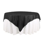 Taffeta 72"x72" Table Overlay Square Tablecloth Black - Accordion Crinkle Table Cover - Bell Racket Store