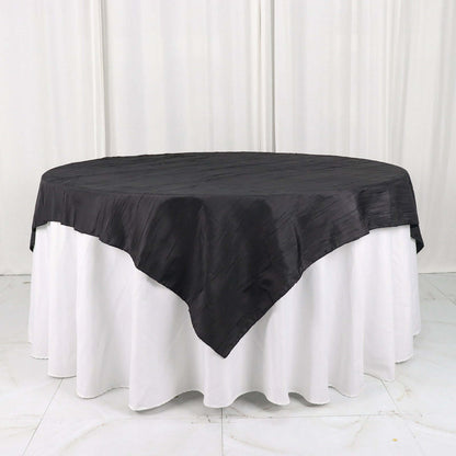 Taffeta 72"x72" Table Overlay Square Tablecloth Black - Accordion Crinkle Table Cover - Bell Racket Store