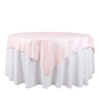 Taffeta 72"x72" Table Overlay Square Tablecloth Blush - Accordion Crinkle Table Cover - Bell Racket Store
