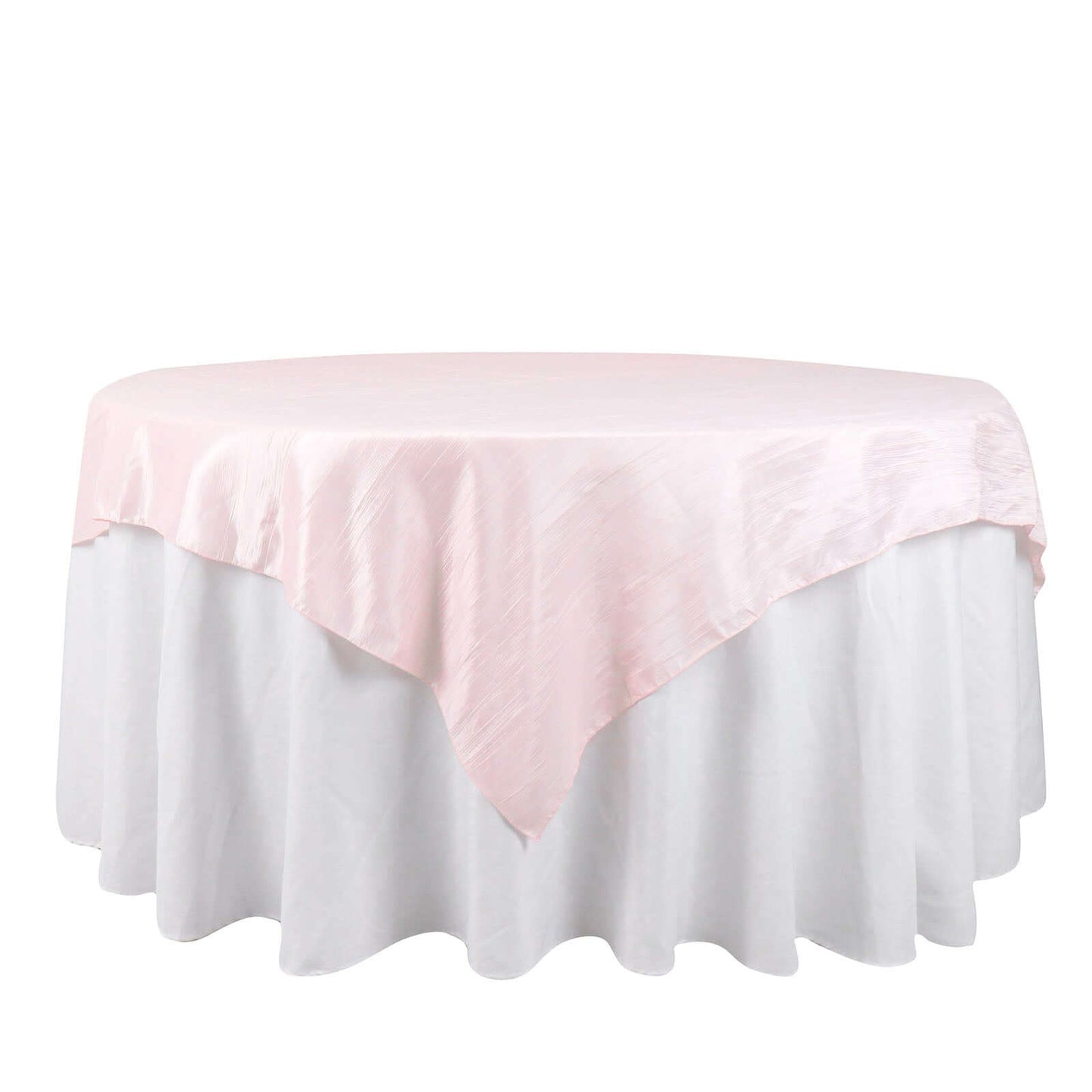 Taffeta 72"x72" Table Overlay Square Tablecloth Blush - Accordion Crinkle Table Cover - Bell Racket Store
