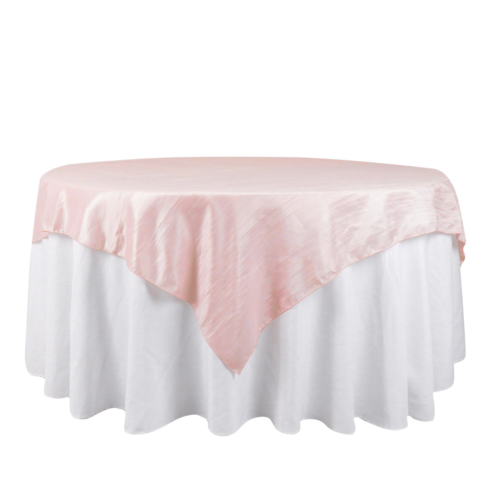 Taffeta 72"x72" Table Overlay Square Tablecloth Blush - Accordion Crinkle Table Cover - Bell Racket Store