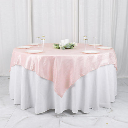 Taffeta 72"x72" Table Overlay Square Tablecloth Blush - Accordion Crinkle Table Cover - Bell Racket Store