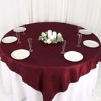 Taffeta 72"x72" Table Overlay Square Tablecloth Burgundy - Accordion Crinkle Table Cover - Bell Racket Store