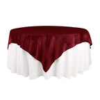 Taffeta 72"x72" Table Overlay Square Tablecloth Burgundy - Accordion Crinkle Table Cover - Bell Racket Store