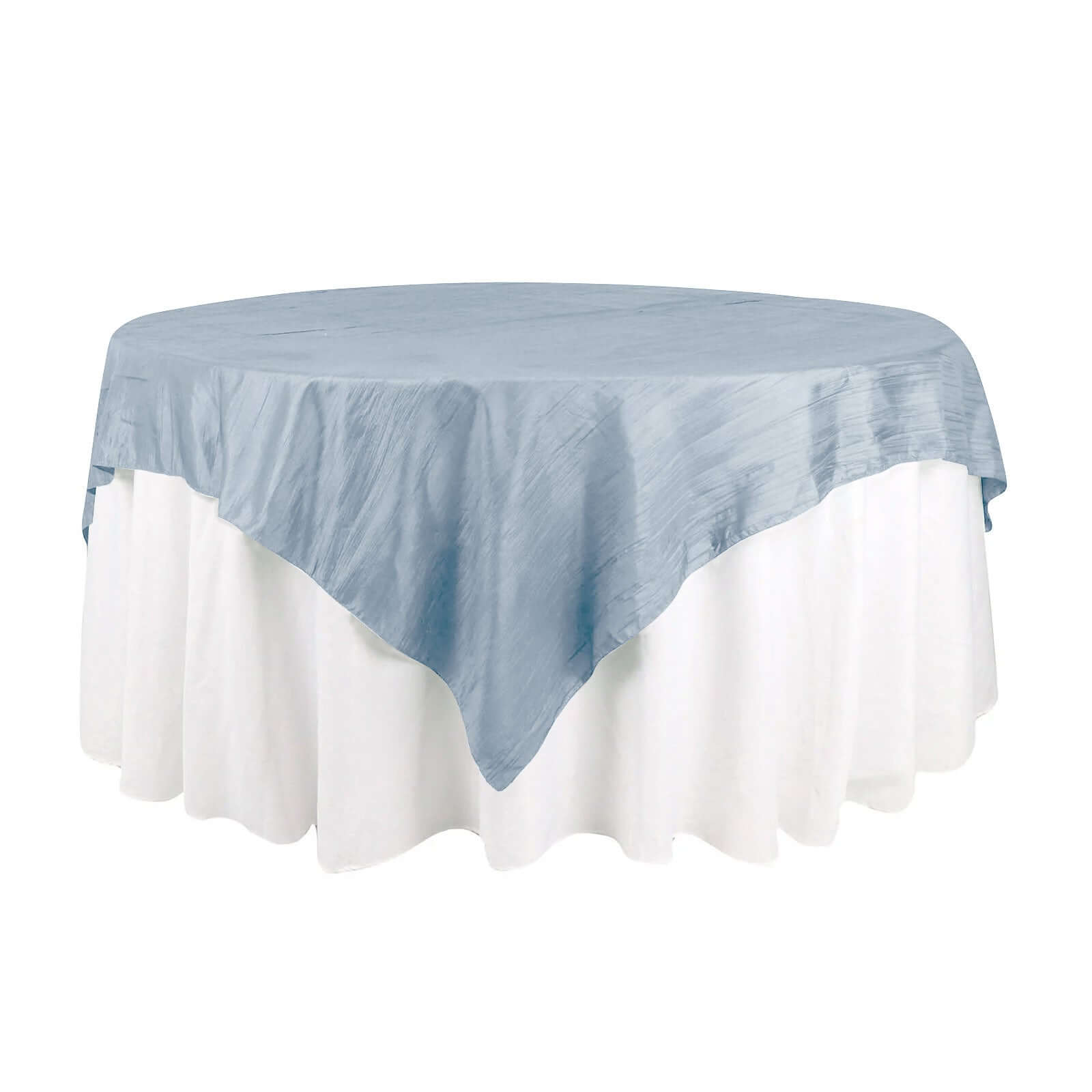 Taffeta 72"x72" Table Overlay Square Tablecloth Dusty Blue - Accordion Crinkle Table Cover - Bell Racket Store