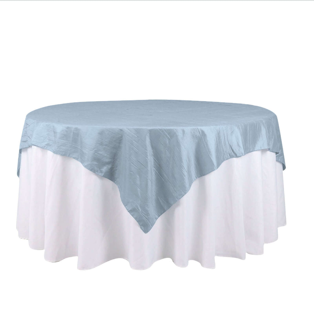 Taffeta 72"x72" Table Overlay Square Tablecloth Dusty Blue - Accordion Crinkle Table Cover - Bell Racket Store