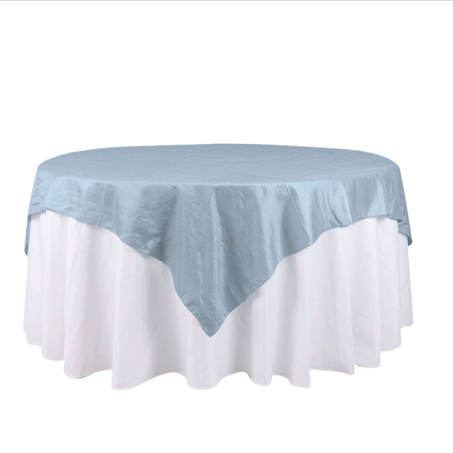 Taffeta 72"x72" Table Overlay Square Tablecloth Dusty Blue - Accordion Crinkle Table Cover - Bell Racket Store