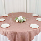 Taffeta 72"x72" Table Overlay Square Tablecloth Dusty Rose - Accordion Crinkle Table Cover - Bell Racket Store