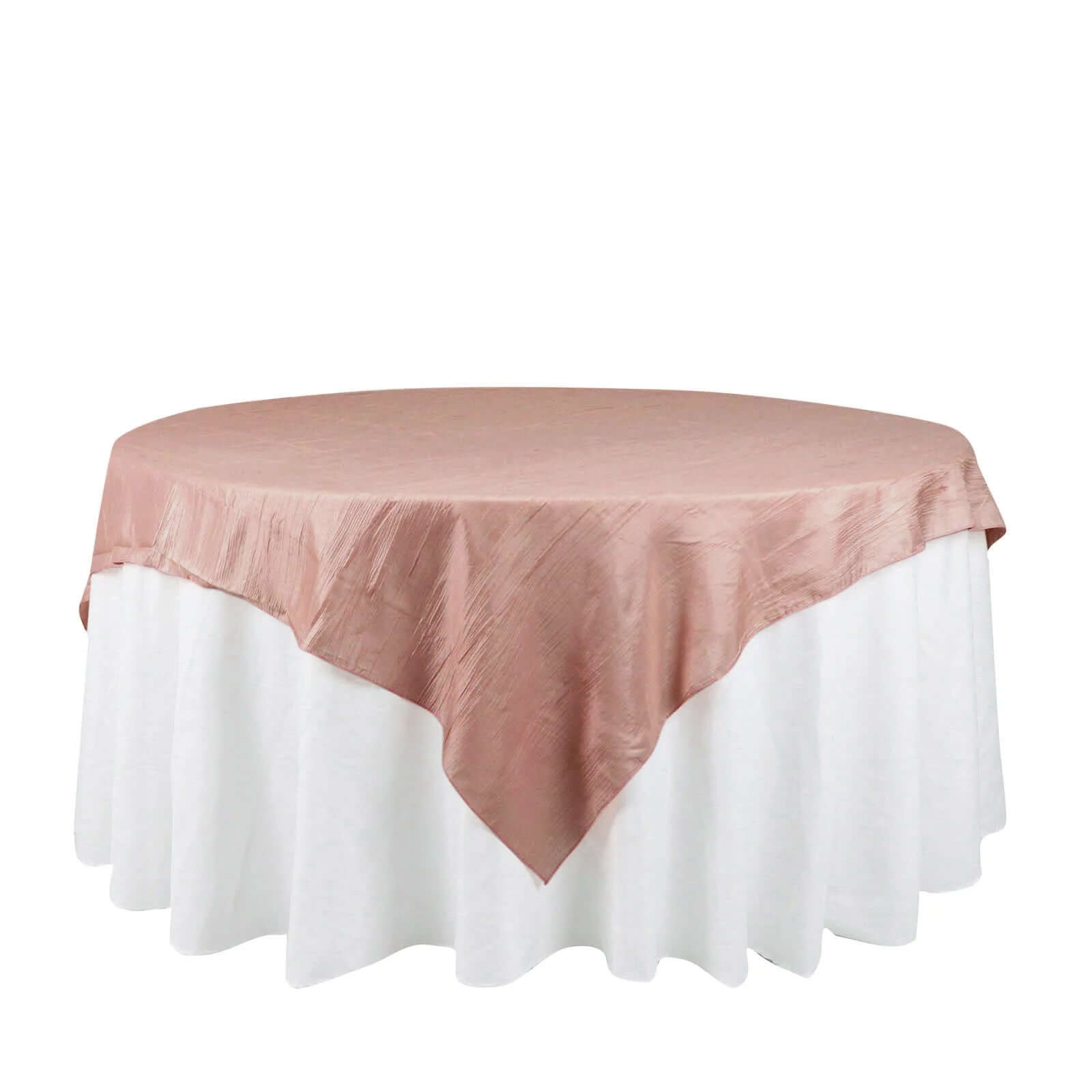 Taffeta 72"x72" Table Overlay Square Tablecloth Dusty Rose - Accordion Crinkle Table Cover - Bell Racket Store
