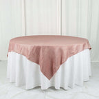 Taffeta 72"x72" Table Overlay Square Tablecloth Dusty Rose - Accordion Crinkle Table Cover - Bell Racket Store