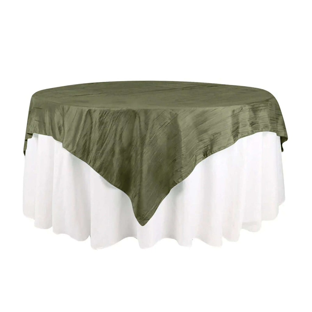 Taffeta 72"x72" Table Overlay Square Tablecloth Dusty Sage Green - Accordion Crinkle Table Cover - Bell Racket Store