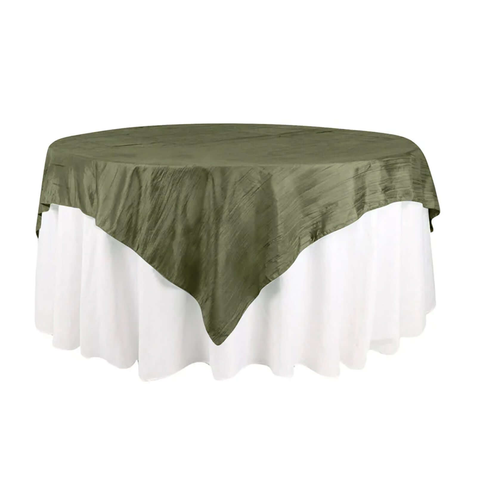 Taffeta 72"x72" Table Overlay Square Tablecloth Dusty Sage Green - Accordion Crinkle Table Cover - Bell Racket Store