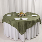 Taffeta 72"x72" Table Overlay Square Tablecloth Dusty Sage Green - Accordion Crinkle Table Cover - Bell Racket Store