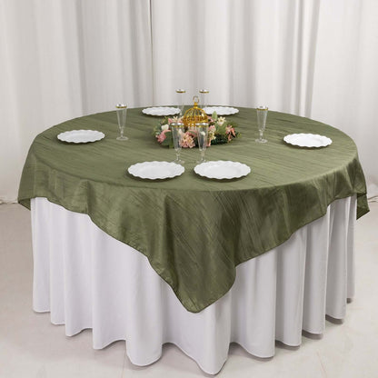 Taffeta 72"x72" Table Overlay Square Tablecloth Dusty Sage Green - Accordion Crinkle Table Cover - Bell Racket Store