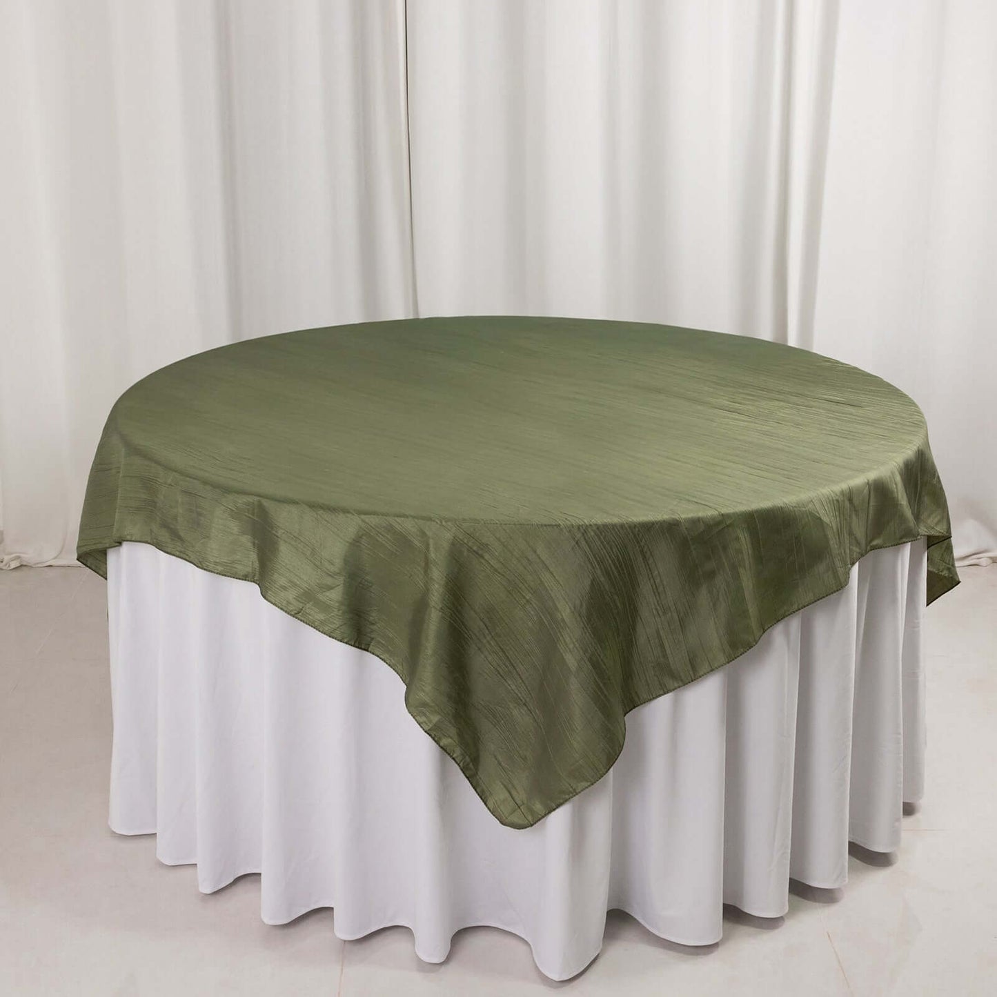 Taffeta 72"x72" Table Overlay Square Tablecloth Dusty Sage Green - Accordion Crinkle Table Cover - Bell Racket Store